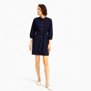 Everlane | The Cotton Weave Collarless Shirtdress - Navy| Size 8